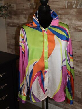 Bright Colored Satin Top Resort Wear Casual Office